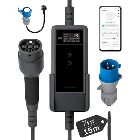Chargeur EV, Contrôle par APP Intelligente, Courant de 32A, 7.4kW 15m APP (1/2)