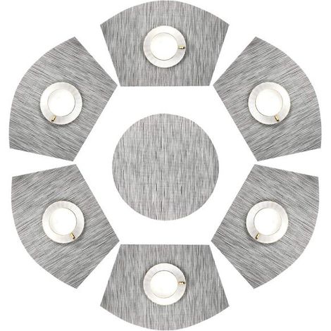 Platzsets, runde Tischsets mit Muschelmuster, runde Isoliermatte für Geschirr, PVC Tischset mit runder Matte in der Mitte, leicht zu reinigendes, (1/5)