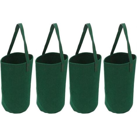 4 Pack Inverted Hanging Planting Bags for Tomatoes and Strawberries, Florist Bags, Seedling Bags, Green (1/4)
