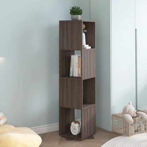 Bibliothèque Armoire rotative - Étagère de Rangement Style Contemporain Gris et chêne 34,5x34,5x147,5 cm Aggloméré BV187062 - BonneVie (1/5)