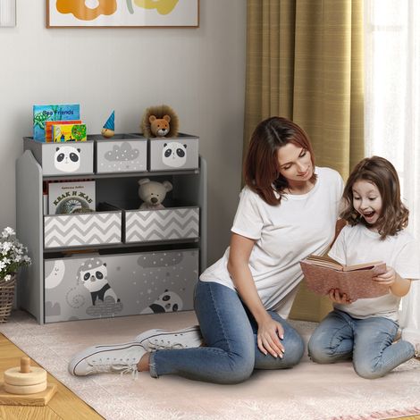 Organizador de Juguetes para Niños Estantería para Juguetes con 6 Cajas de Tela no Tejida Extraíbles 63x30x66 cm Gris (1/5)