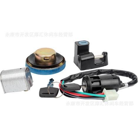 Four sets of locks for Honda Z50J Little Monkey motorcycles: ignition lock, fuel tank lock, helmet lock, and steering wheel lock. (1/5)