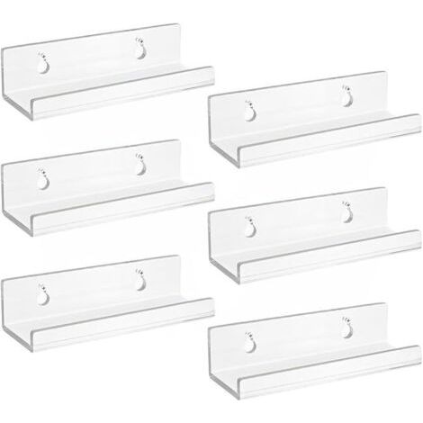 Lot de 6 Support Vinyle Mural en Acrylique Transparent, Etagere Transparente, Petite Etagere Murale, Étagère Murale Flottantes pour Vinyle, Panneaux, Photos, Livres (1/5)
