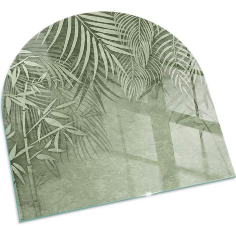 Plaque Carrée décorative de sol avec impression sous cheminée protection et design Feuilles tropicales en arrière-plan 100x100 cm (1/5)