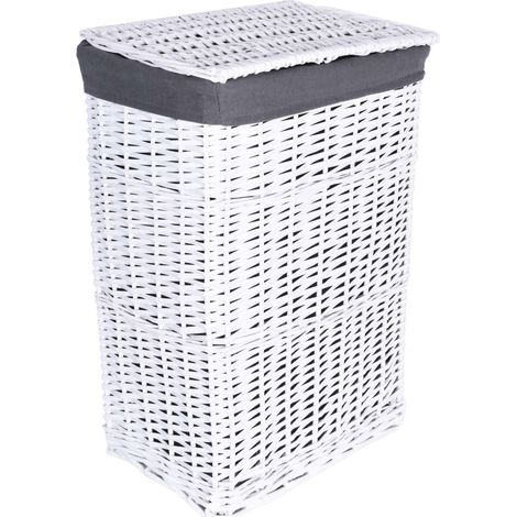 Cesto in vimini 40x30x60 cm - 72L - bianco e grigio