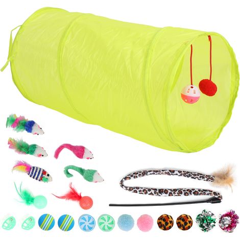 Jouets pour Chat - [Marque] - Set Interactif Complet avec Tunnel, Plumeaux, Souris et Balles en Peluche Durable (1/5)
