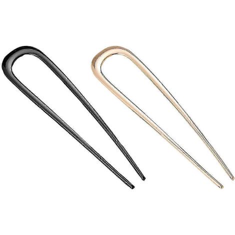 1/2/3 pièces Fourchette à cheveux en forme de U, légère et antidérapante, pour cheveux longs et épais, chignon haut en métal, coiffure française-B (1/5)