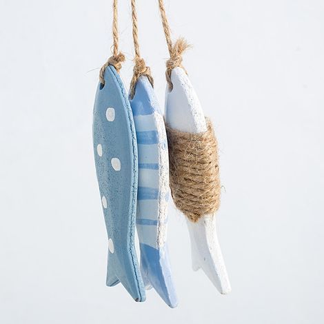 Nautique en Bois Poissons Murale de Style Méditerranéen Ornements Suspendus Décoration De Poissons Bois en Bois Ornements Muraux pour La Décoration Intérieure Mur Cintre Artisanat (1/4)