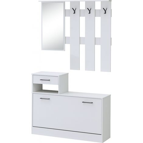 MOBILE INGRESSO RUFOLF BIANCO 100X180H CON SCARPIERA INTEGRATA (1/5)