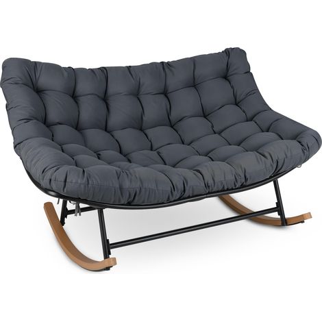 COSTWAY Poltrona Dondolo Sedia Dondolo Poltrona Da Esterno Patio Arredamento Lounge Divano Dondolo Oversize Papasan Doppia Comoda Ovale Veranda Lettura Cuscin (1/5)