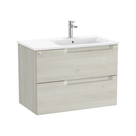 MUEBLE DERECHA 800MM ALEYDA 2 CAJONES + LAVABO BLANCO MADERA