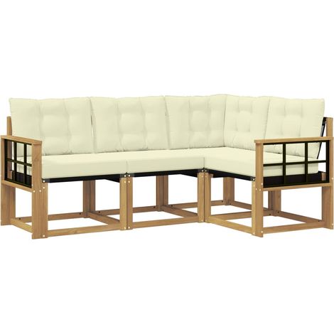 Set di divani da esterno con cuscino 4 pz  Salotto da Giardino Bianco e Crema (1/5)