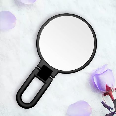 Espejo de aumento 30X con asa – Espejo de maquillaje de doble cara, plegable y portátil, para usar en cualquier momento y lugar – Negro (1/5)