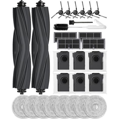 28 Pces Kit d'Accessoires pour Mova E40 Ultra Robot Aspirateur: 2 Brosses Principales, 8 Serpillière, 6 Brosses Latérales, 4 Filtres HEPA, 6 Sacs d'Aspirateur, 1 Brosse, 1 Brosse à Seau (1/5)