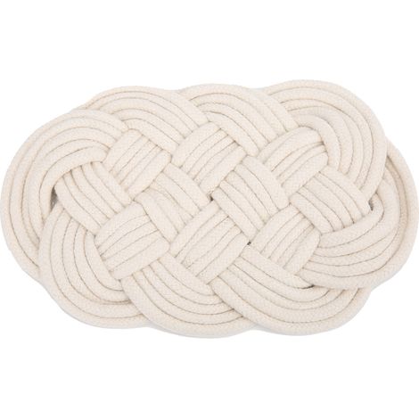 Dessous de plat décoratif tissé en coton, en fil de coton, pour la cuisine, protège-plats et tasses chauds, idéal comme cadeau. Forme ovale. (1/5)