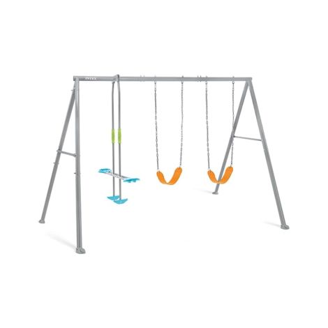 Intex 44123 altalena dondolo per bambini 3 tiri con struttura in acciaio grigia 343X254X211 cm. ideale dai 3-10 anni