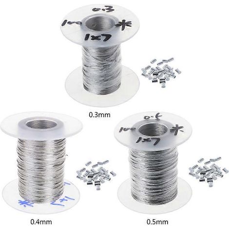 Câble de levage souple en acier inoxydable 304 de 100 m, 1 × 7 pièces, avec 30 pinces en aluminium (1/5)