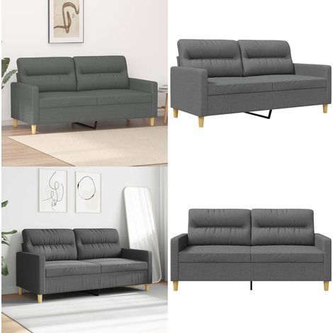 Canapé à 2 places Gris foncé 140 cm Tissu - Canapé Deux Places - Canapé Gris - Canapé Tissu - Canapé Moderne - Canapé Design - Home & Living (1/5)