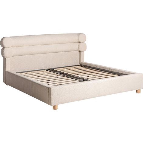 Lit Chiari Contemporain en Bois de Pin - Blanc cassé contemporain en coton bouclé (1/5)