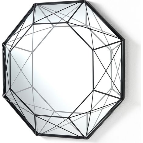 Specchio da parete geometrico in metallo nero opaco 45x45 Shine