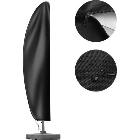 Housse de parasol noire, 20548CM, 1 pièce, toile de parasol de jardin, imperméable et résistante aux UV. (1/5)