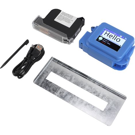 Ortviai Imprimante jet d'encre portable tactile bleue, hauteur d'impression réglable 2-12,7 mm, écran 2,4", 600 DPI