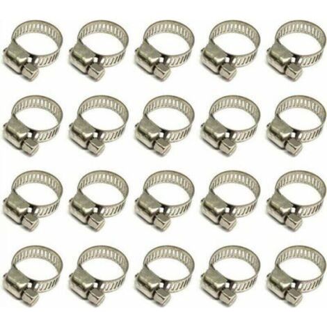 20 Pièces Collier De Serrage Tuyau, Collier De Serrage Tuyau Réglable 10-16mm, 304 Collier De Serrage Inox, Collier Serrage Métallique, Pour Tuyau, Home Gaz, Tuyau D'eau, Câble, Robinet, Etc z (1/5)