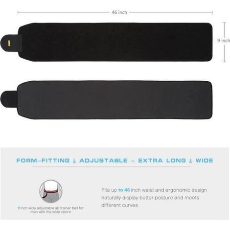 Ceinture de Sudation Serre Taille pour Homme - Belle tech - Coupe-taille pour Fitness - Noir - Respirant (1/4)
