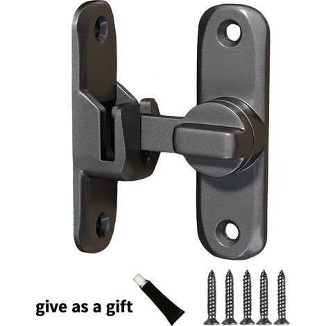 Verrou de porte de grange gris 90/180 degrés, petit loquet de porte coulissante pour portes coulissantes, loquet de sécurité pour armoire, grange, salle de bain, jardin (simple) (1/5)