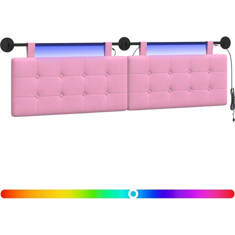 Cabecero colgante Con luz LED Rosa Tela vidaXL (1/5)