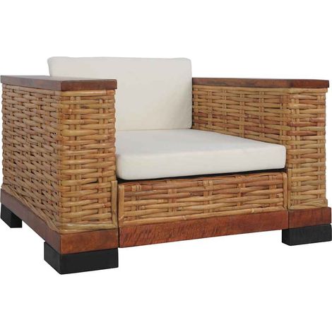Fauteuil avec coussins-Chaise de relaxation-Fauteuil Relax Marron Rotin naturel 528701 (1/5)