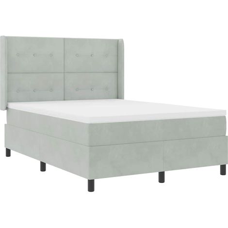 Maison Exclusive - Lit à ressorts avec bandes LED Gris clair 140 x 190 cm Velours (1/5)
