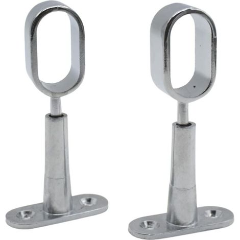 Supporto per asta guardaroba Barcelona 2 supporti per aste guardaroba ovali da 41 a 105 mm Supporto tubolare centrale in zinco-alluminio per asta appendiabiti per guardaroba, asta per tenda da soffitt (1/4)