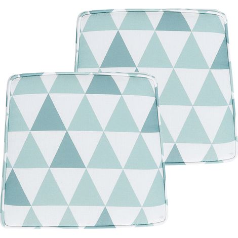 Conjunto de 2 cojines para silla de jardín azul blanco 37 x 34 cm geométrico Terni