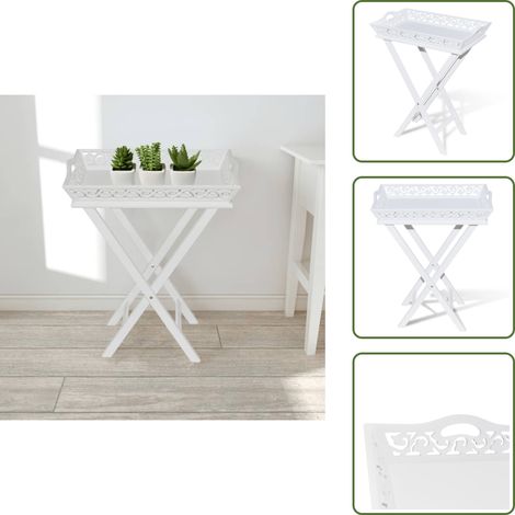Serviertisch/Beistelltisch mit Tablett Weiß - Serviertisch - Beistelltisch - Wohnzimmermöbel - Esszimmermöbel - Weißer Tisch (1/5)