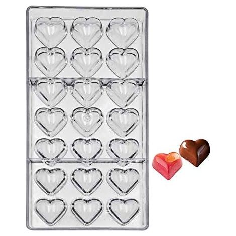 21 Half Chocolate Candy Mold Chocolate Mold Sweet Candy DIY Polycarbonate Mold Clear Plastic Polycarbonate Mold Chocolate Kitchen DIY Pastry Bakeware Tool (Heart Shape) (1/5)