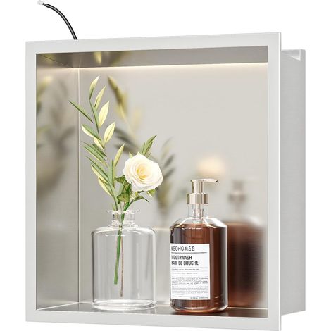 1 Niche murale,Acier inoxydable SUS304,Éclairage LED 3000K,Imperméable,Salle de bain (1/5)
