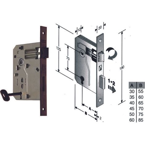 SERRATURA A BUSSOLA RIDOTTA DA INFILARE BORDO QUADRO BRONZATO  mm.40 bordo acciaio bronzato    BONAITI