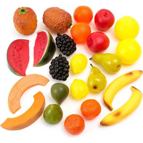 Lot de 24 Fruits Artificiels de Taille Réelle en Plastique Soufflé