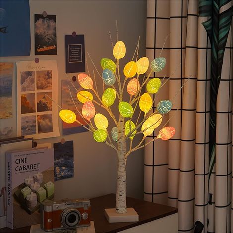 1 árbol de Pascua con forma de huevo, 60 cm, árbol de Pascua iluminado, funciona con pilas (USB). (1/5)