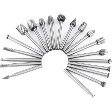Fraises Rotatives, 20Pcs Acier au Tungstène Fraisage HSS Fraise Bois Outil de Routage du Bois avec 1/8 '' 3mm Tige pour Accessoires Outil Rotatif pour Bricolage Menuiserie, Gravure, Perç (1/5)