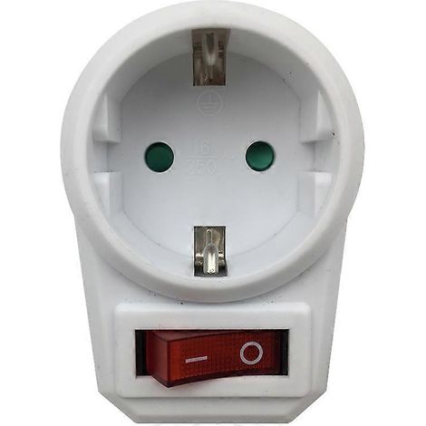 Adaptateur secteur européen 1 vers 1 avec interrupteur, 16 A, 250 V CA, prise de voyage UE (1/5)
