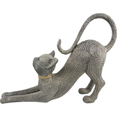 Signes Grimalt Figura De Gato Figuras  Figura Gato Animales Plateado 7x30x24cm 31452