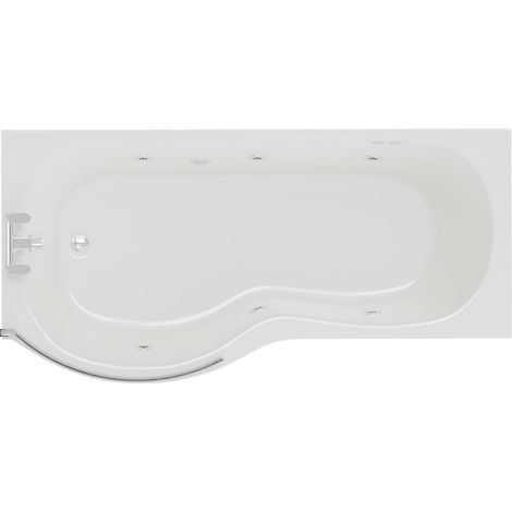 Wholesale Domestic Plage 1700mm 6 Jet Chrome Flat Jet Left Hand P Shaped Whirlpool Shower Bath with Bath Screen and Front Bath Panel (1/5)