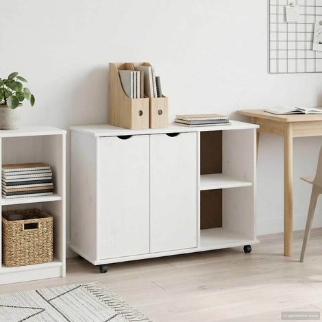 vidaXL Mobile con Ruote con ruota Bianco 100 x 39 x 65,5 cm