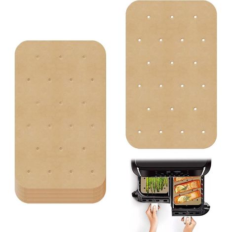 Packung mit 120 Backpapiereinlagen für Heißluftfritteusen, perforiertes Backpapier, Speiseölpapier, Antihaftbeschichtung für Heißluftfritteusen, Backöfen (14 x 20,3 cm) (1/5)