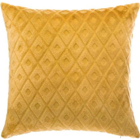 Coussin Déhoussable "Losange 3D" 40x40cm Ocre (1/3)