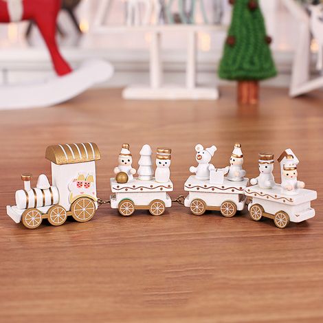 Train de Noël en bois – Un magnifique train de Noël en bois, idéal comme décoration pour les fêtes. (1/5)