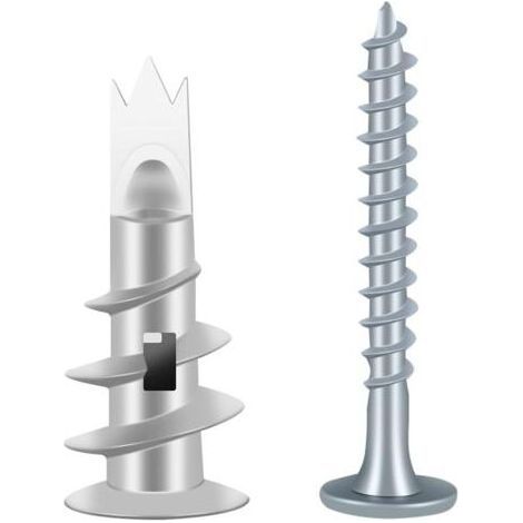 100PCS Vis et Chevilles Métal, Cheville pour Plaques de Plâtre, Chevilles Auto Foreuses, Cheville Placo avec Vis, Cheville Carreau de Platre, pour Les Fixations de Plaques de Plâtre DIY (1/5)