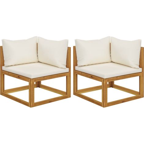 vidaXL Divani Modulari Angolari 2 pz con Cuscino Bianco Crema